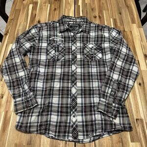 Buckle Black Label Shirt Mens XL Plaid Athletic Fit Button Up Grunge Goth Y2K
